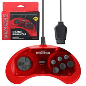 SEGA Genesis 6-button Arcade Original Port Pad Crimson Red Retro-Bit